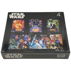 Star Wars Buffalo Games 4 Puzzle Set 300 & 500 Piece Panoramic Factory Sealed